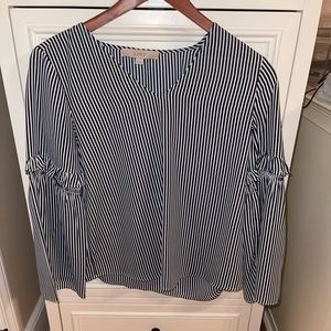 Loft Navy & White Striped Long Sleeve Petite XS Shirt